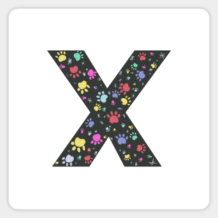 X letter with colorful paw print Sticker